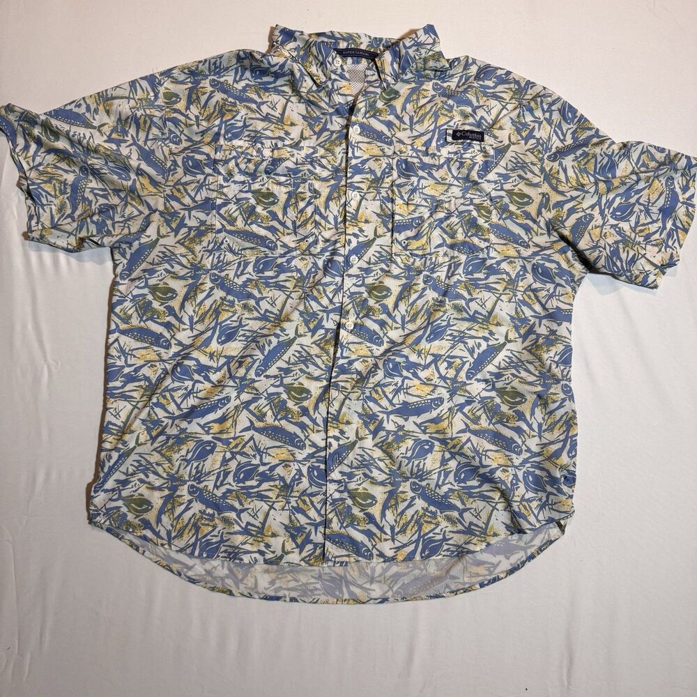 Columbia PFG Tamiami Men’s Shirt Size XXL ,Fish Print, Button Up , Short Sleeved
